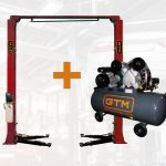 Набір для автомайстерні: Підйомник автомобільний 2-х стійковий 4т 220В GTM + Компресор 100л GTM