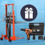 Гідравлічний штабелер GTM SFH2016E 2000 кг 1.6 м + Подарунок: Акумуляторний дриль-шурупокрут GTM DS12/30