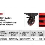 Візок Мобільний для Інструментів GTM з 7 Відділеннями та Центральним Замком — Зручна Тумба на Колесах
