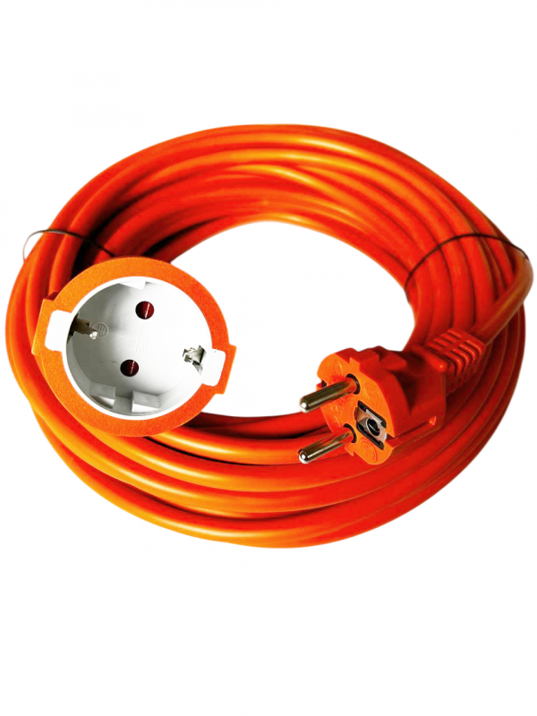 Яскравий Подовжувач ПВС для Надійного Живлення 1 Гніздо з Заземленням 10м 3×1.5 мм² 3.5 кВт Помаранчевий