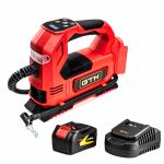 Мінікомпресор Портативний Автомобільний Мінікомпресор GTM ACC18/26 12В/18В з Акумулятором 2Аг Зарядкою і LED-Ліхтаремр акум. ACC18/26 12В/18В 6.8бар 26л/хв. +акум. 2Аг зарядний пристрій