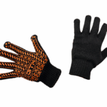 Рукавички трикотажні чорні ТМ GTM LUX помаранчева ПВХ крапка розмір 10