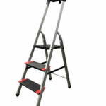 Стремянка на 3 сходинки алюмінієва драбина GTM KMH0103BP верх.сх. 0.63м сходинки 13см. анодований алюміній