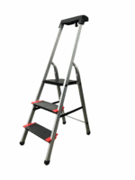 Стремянка на 3 сходинки алюмінієва драбина GTM KMH0103BP верх.сх. 0.63м сходинки 13см. анодований алюміній