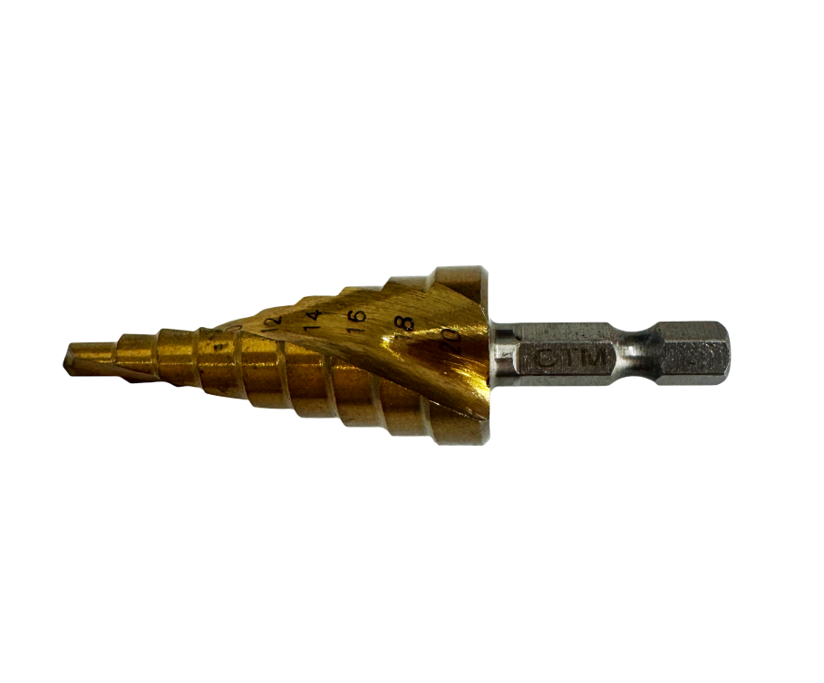 140680-111419-SD-40202028129 Свердло ступеневе 4.0-20.0мм. 9 ступенів шестигр HSS TiN - Зображення 1