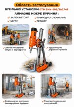 Бурильна установка GTM BMK-506/3AC/45 5.7 кВт 245/360/485об/хв зі стійкою та нахилом 45° інфографіка