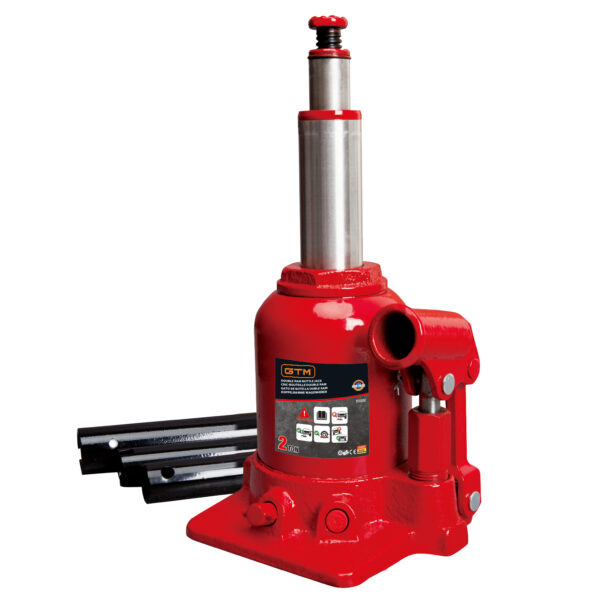 Домкрат двохштоковий гідравлічний GTM TF0202 пляшковий 2т 150-370мм