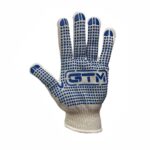 Рукавички трикотажні GTM 8410 білі з голубим ПВХ (30%пэ 70%х/б) 10 розмір - Зображення 3