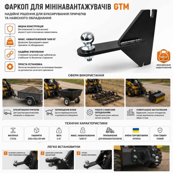 Фаркоп для мінінавантажувачів GTM