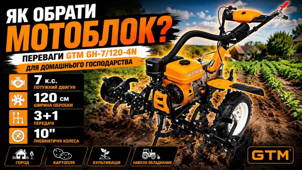 Як вибрати мотоблок для городу: переваги GTM GH-7/120-4N для домашнього господарства
