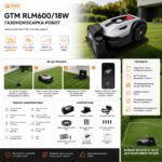 Газонокосарка-робот GTM RLM600/18W 600 кв.м із зарядною станцією та комплектом для встановлення