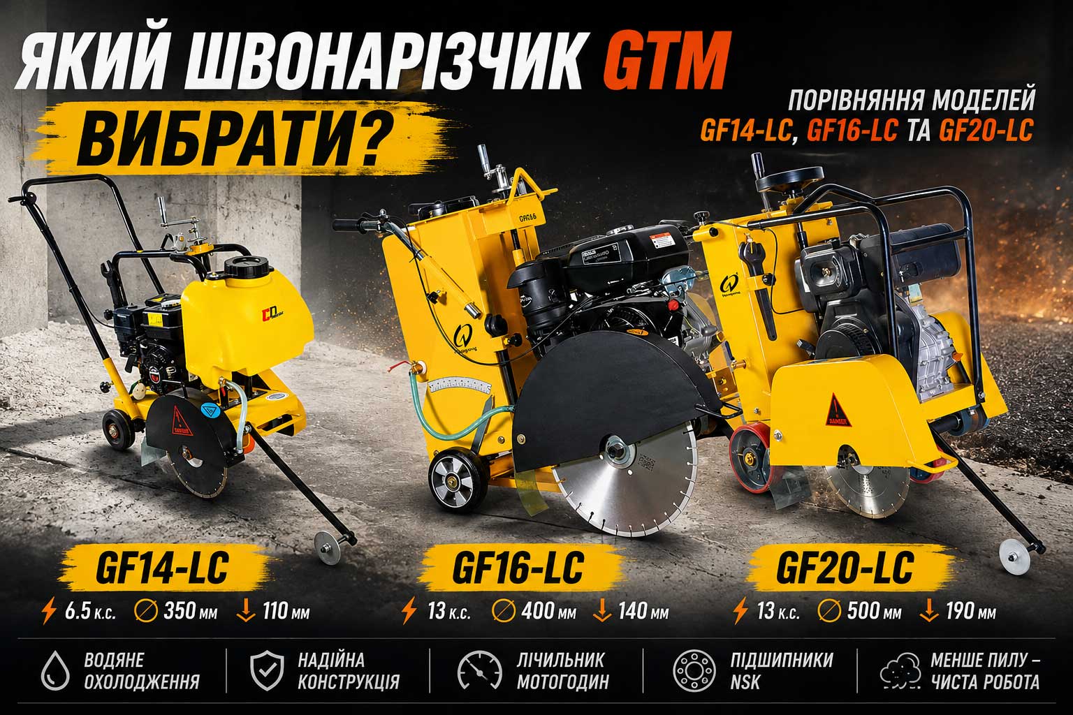 Який швонарізчик GTM вибрати: порівняння моделей GF14-LC, GF16-LC та GF20-LC
