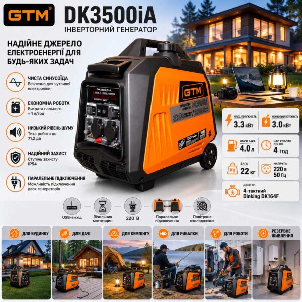 Генераторна установка інверторна генератор GTM DK3500iA