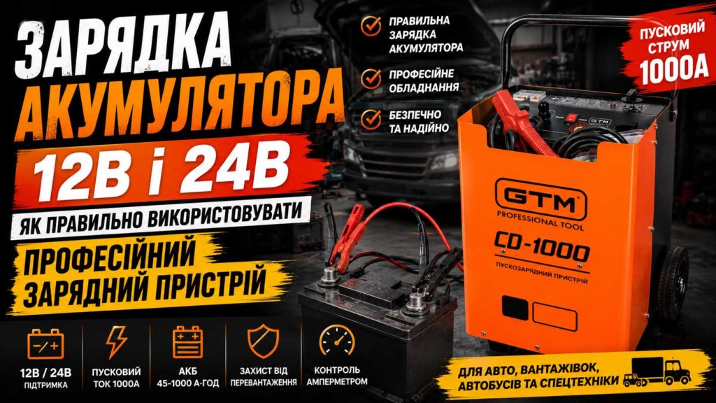 Зарядка акумулятора 12В і 24В: як правильно використовувати професійний зарядний пристрій
