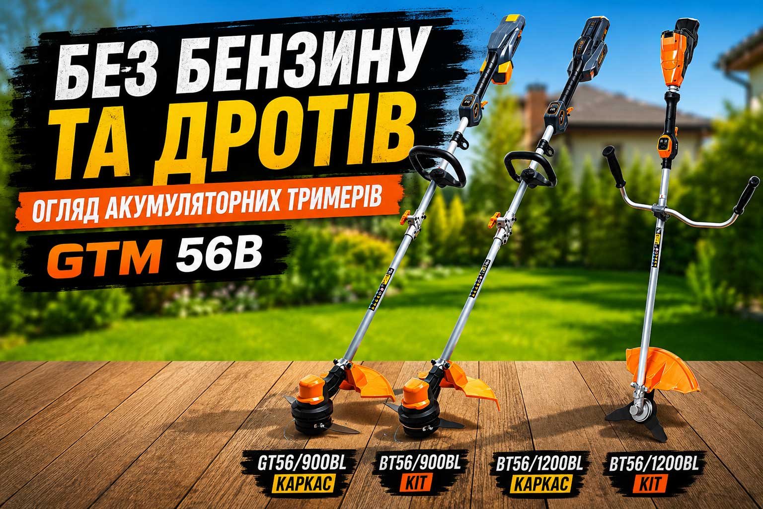 Без бензину та дротів: огляд найкращих акумуляторних тримерів GTM 56В