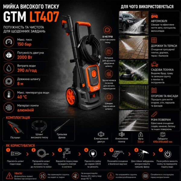 Мийка високого тиску GTM LT407