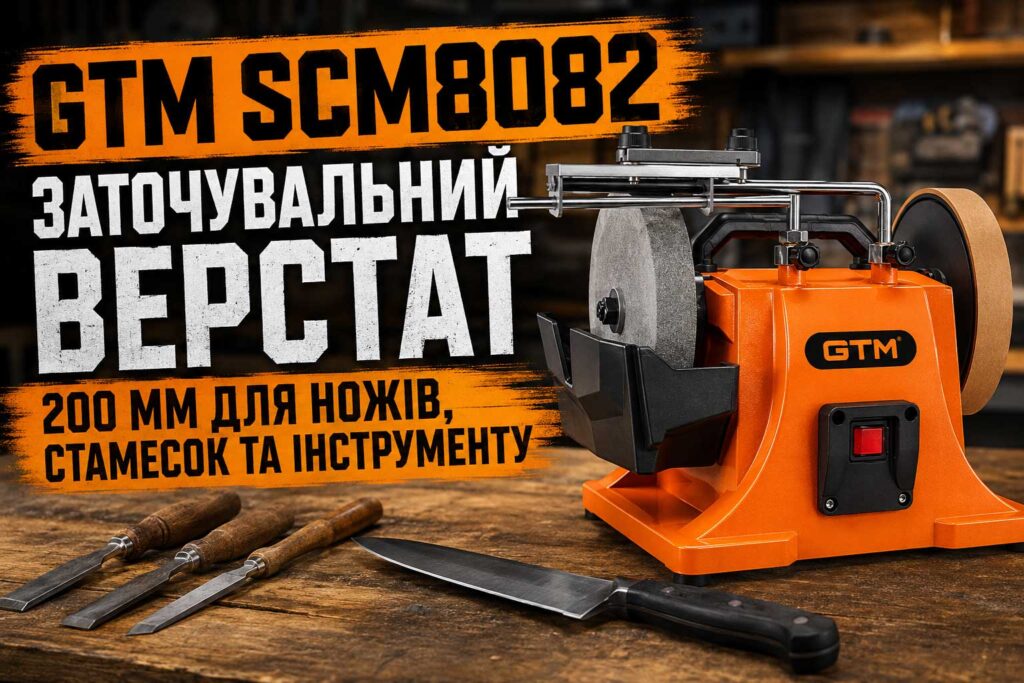 GTM SCM8082 — заточувальний верстат 200 мм для ножів, стамесок та інструменту