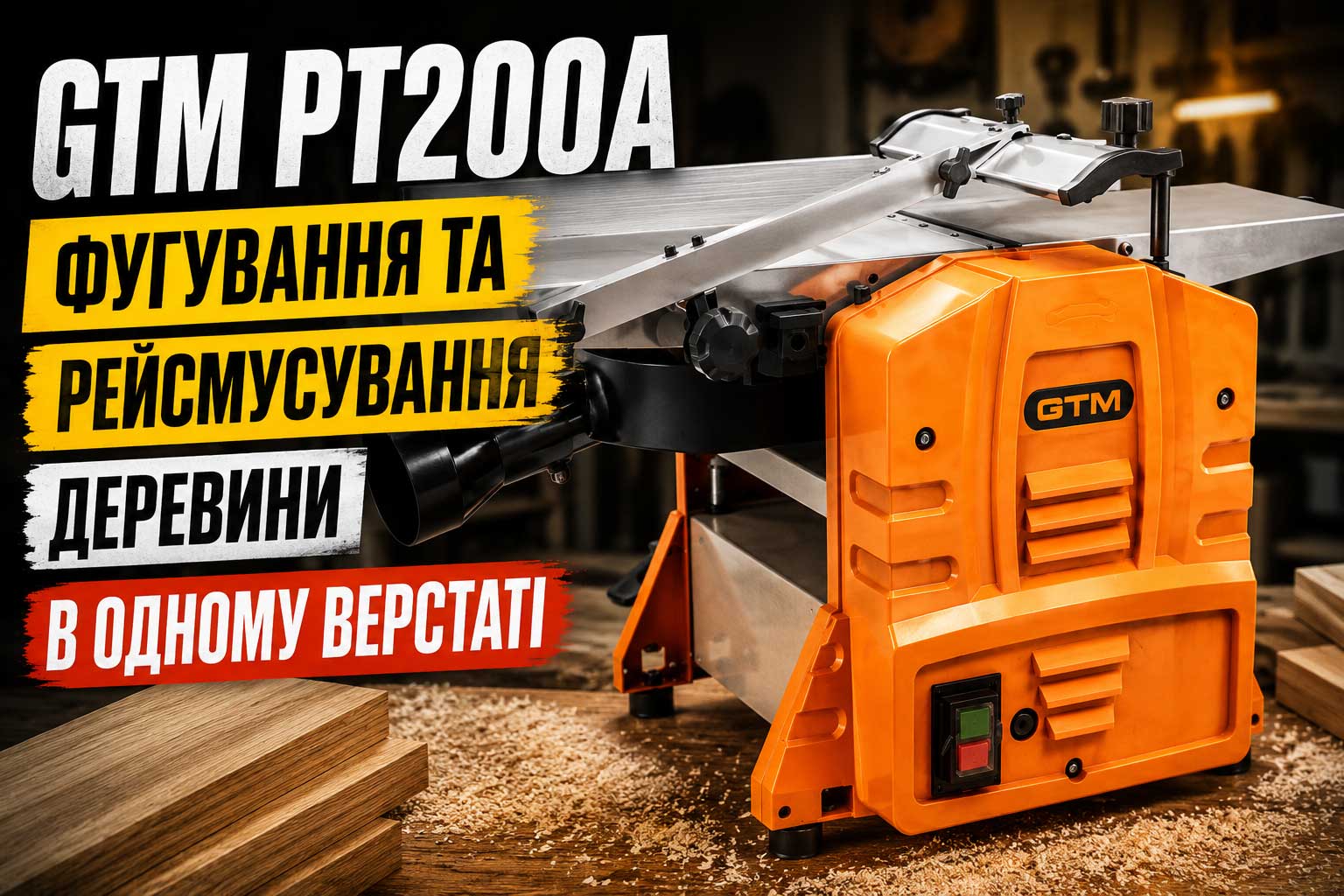 GTM PT200A — фугування та рейсмусування деревини в одному верстаті