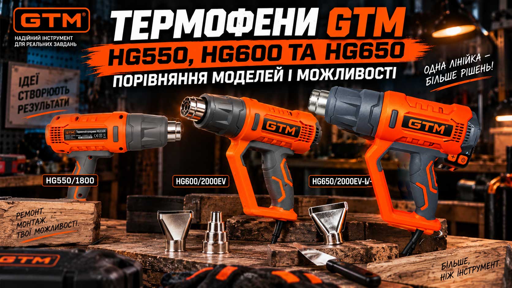 Термофени GTM HG550, HG600 та HG650: порівняння моделей і можливості