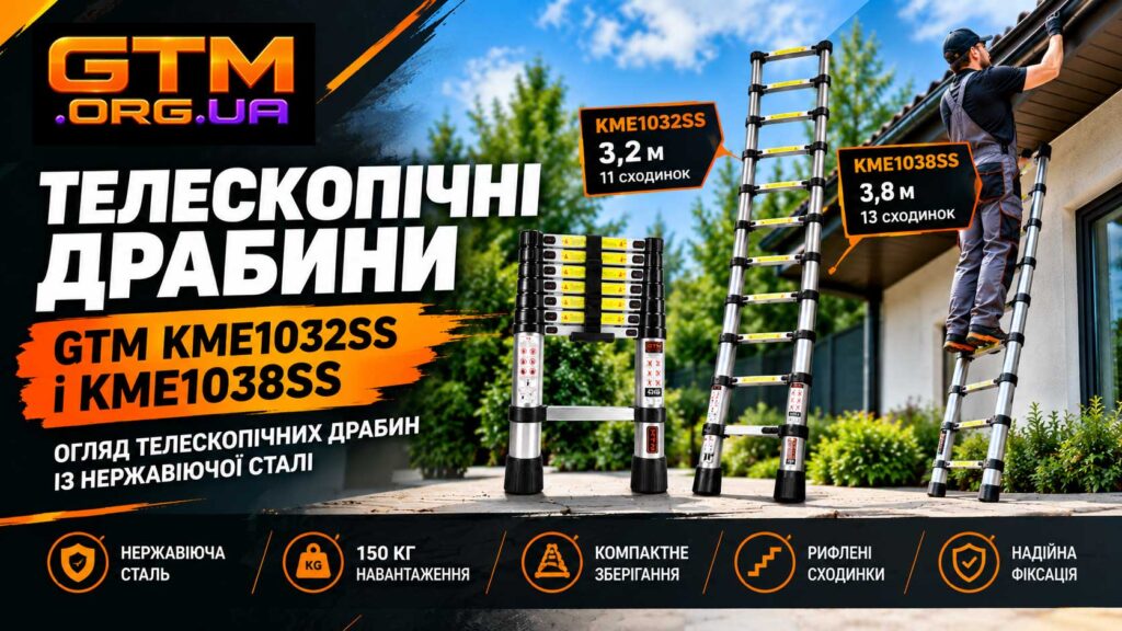 GTM KME1032SS і KME1038SS: огляд телескопічних драбин із нержавіючої сталі